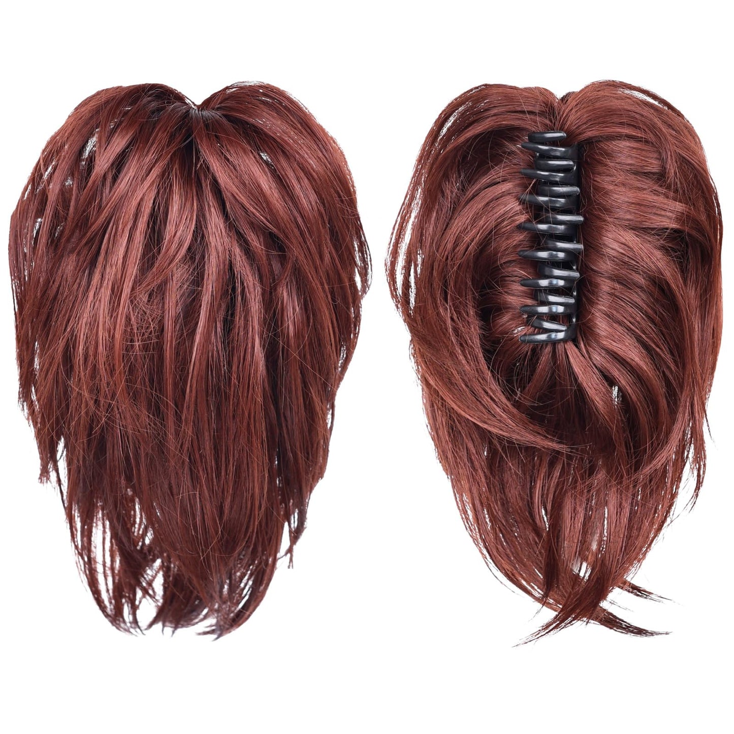 SYXLCYGG Auburn Ponytail 2pcs Claw Clip Pony Tails Extension Wavy 9" 2.4 OZ Synthetic Like Real Hair Fake Hair pieces Women Easy To Use Like Real Hair Yaki Fluffy