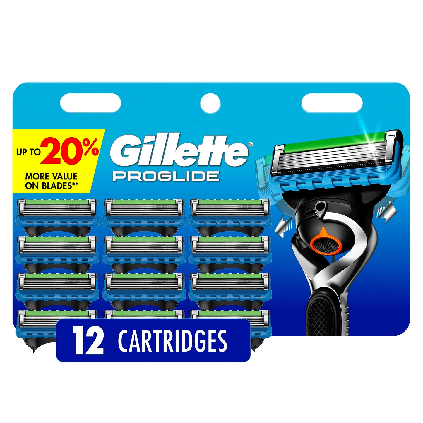 Gillette ProGlide Razor Refills for Men, 12 Razor Blade Refills