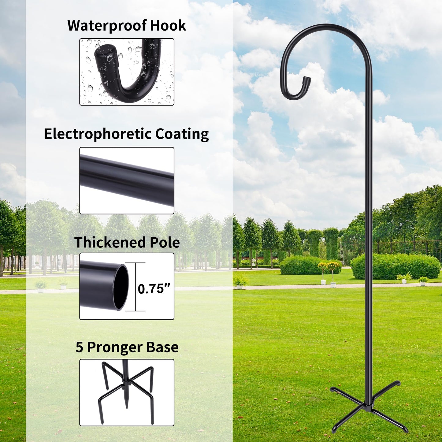 Shepherd-Hooks Adjustable for Bird-Feeder Lantern Plant-Hook Garden-Stake - Plant Stand Hanger for Outdoor Flower Basket, Bird Feeder Hanger Weddings Décor