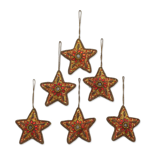 Novica Handmade Brilliant Stars Beaded Ornaments (Set of 6)