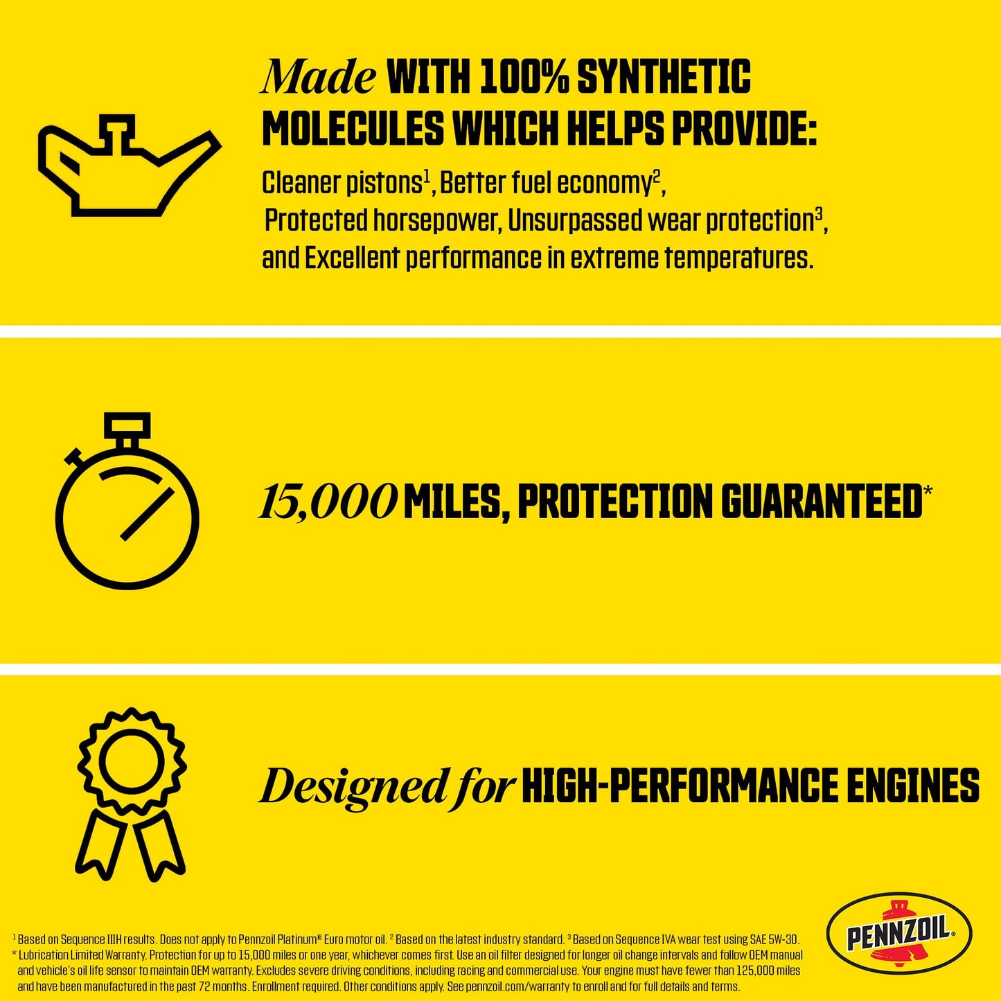 Pennzoil Platinum Full Synthetic 0W-16 Gasoline Engine Oil, 5 Quart (Case of 3)