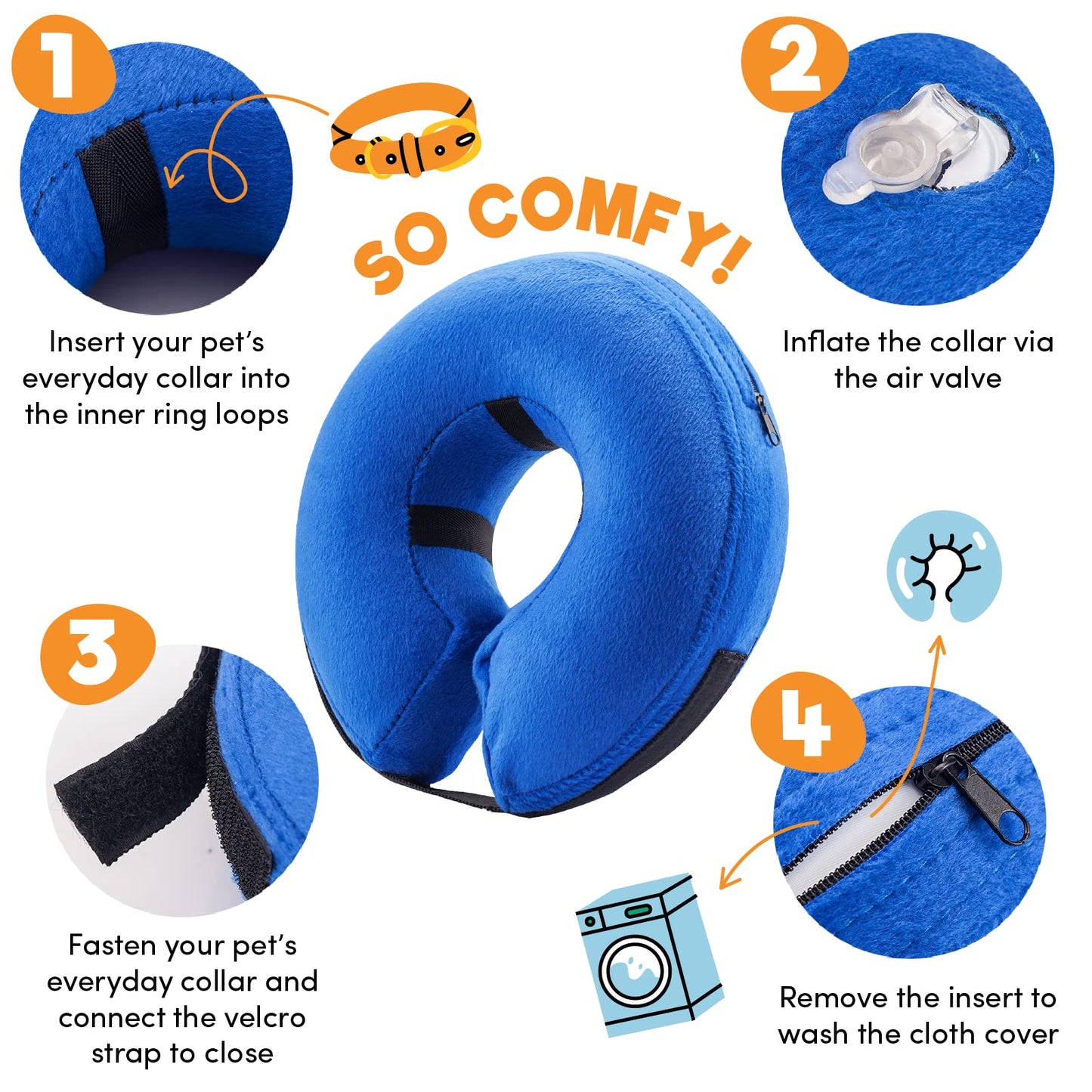 BENCMATE Protective Inflatable Collar for Dogs and Cats - Soft Pet Recovery Collar Does Not Block Vision E-Collar(X-Small，Blue)