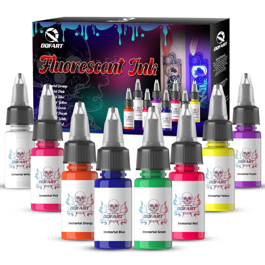 8 Colors UV Tattoo Ink Set,15ml Professional Fluorescent Ink Glow in The Dark Tattoo Ink Blacklight Ink,0.5oz/Bottle Neon Tattoo Ink Invisible