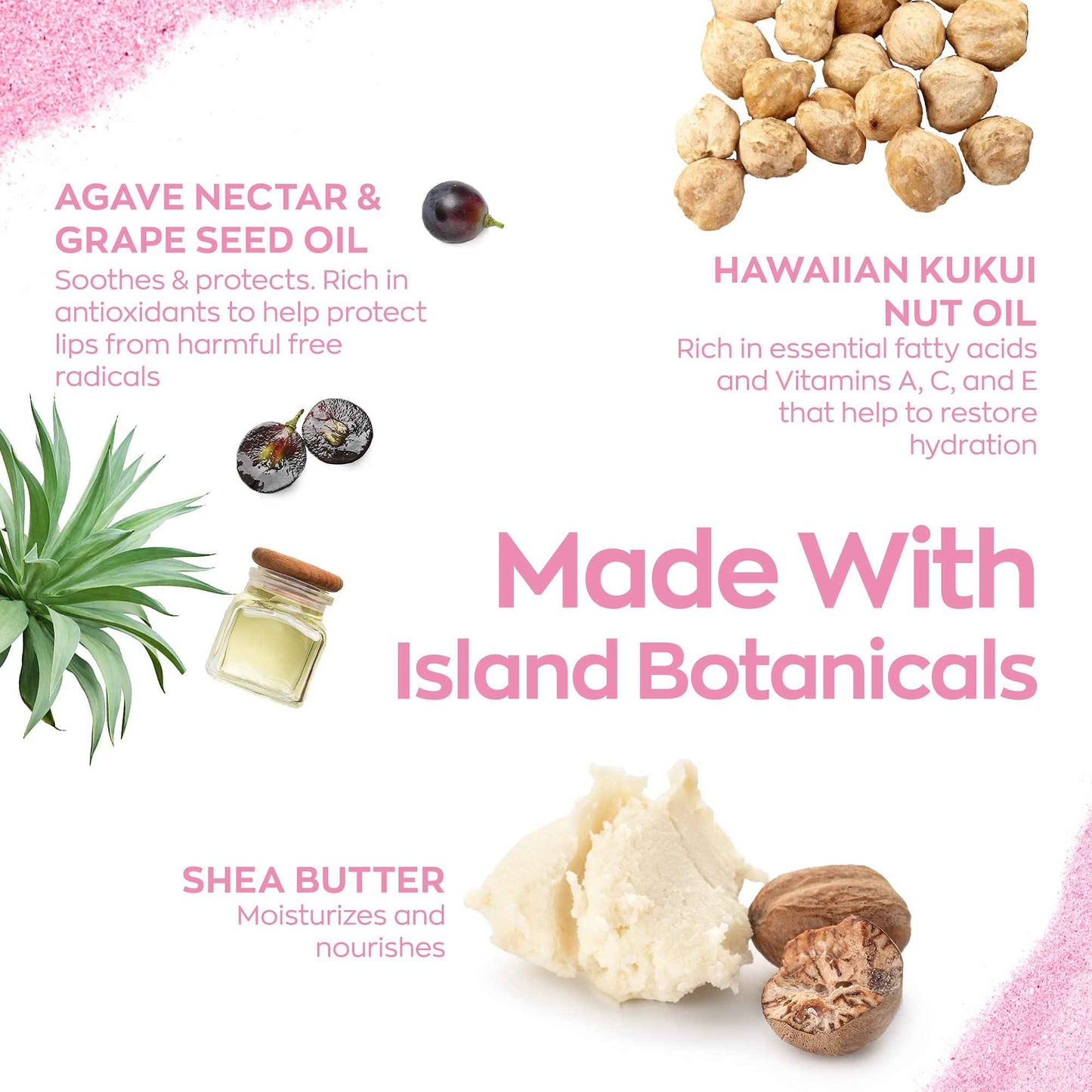 Hanalei Lip Treatment Bundle (Clear and Rose) | Made with Kukui Oil, Shea Butter, Agave, and Grapeseed Oil, Soothe Dry Lips (Cruelty free, Paraben free)