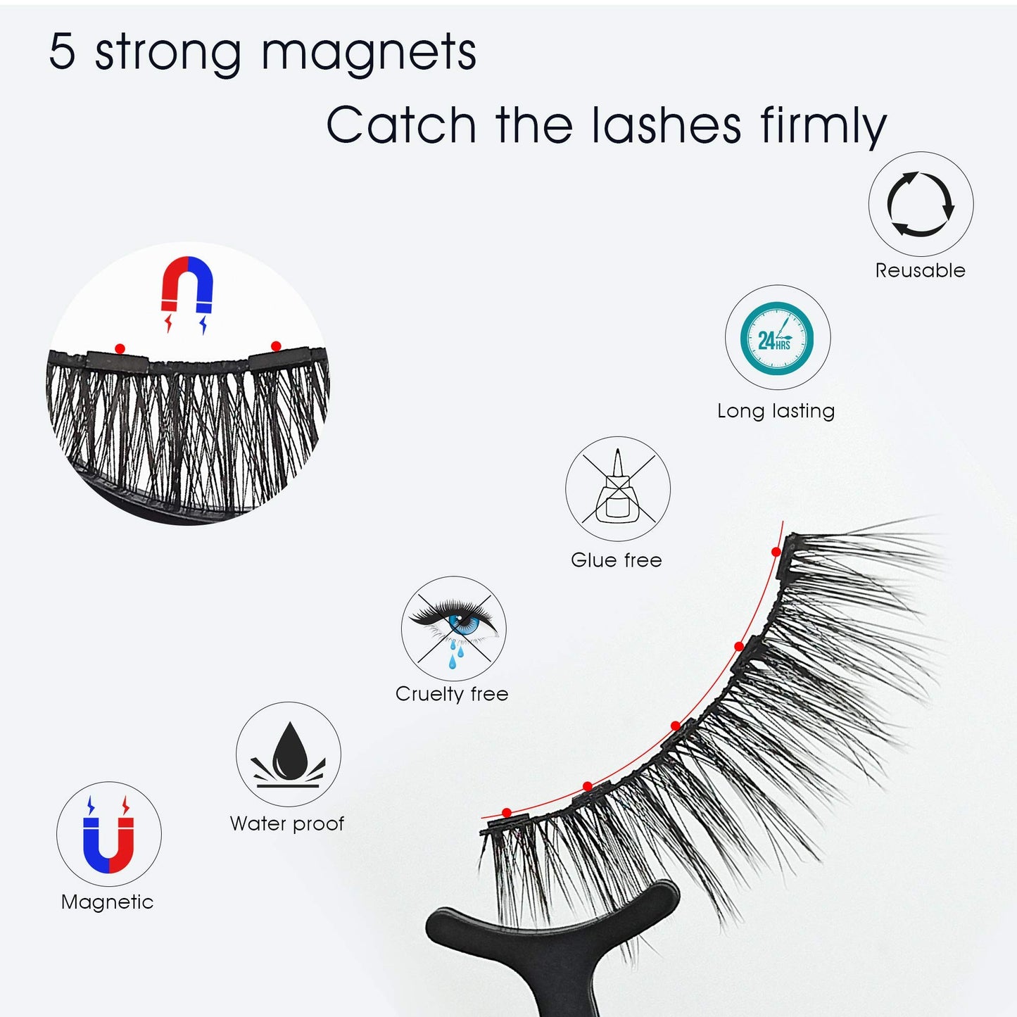 Alcastar Magnetic Eyelashes Natural Look,Magnetic Lashes with Eyeliner,Waterproof, Long Lasting, Easy Lash to Apply,