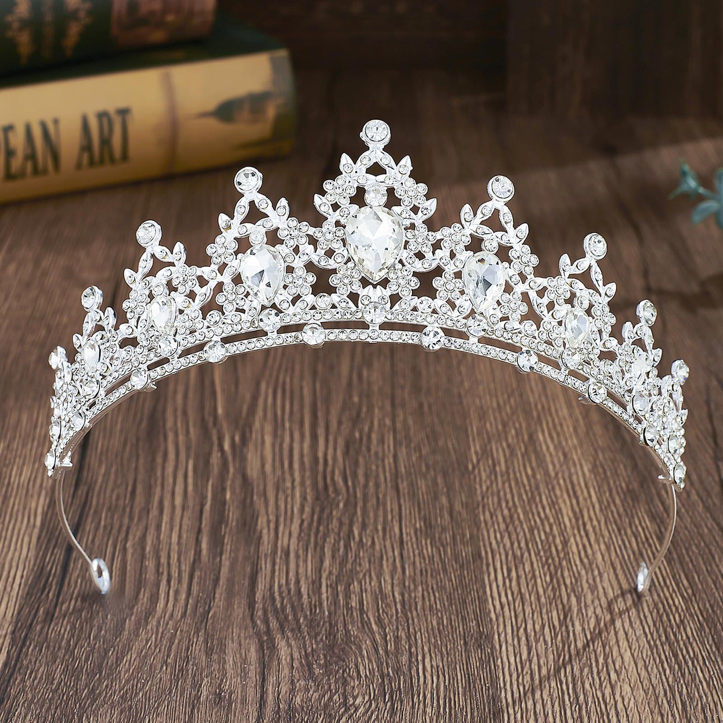 YOUlDIANZI Queen Crown Rhinestone Wedding Crowns, Crystal Tiaras for Women for Birthday Prom Pageant Party (Silver-White-Crown)