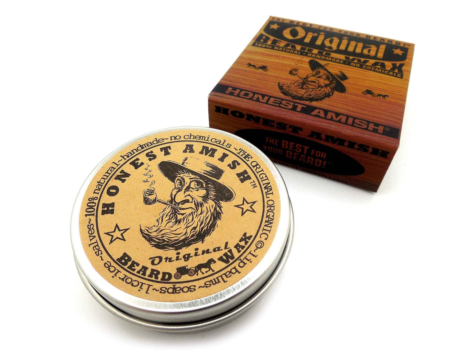Honest Amish Original Beard Wax - All Natural and Organic- 2 ounce (Pack of 2)