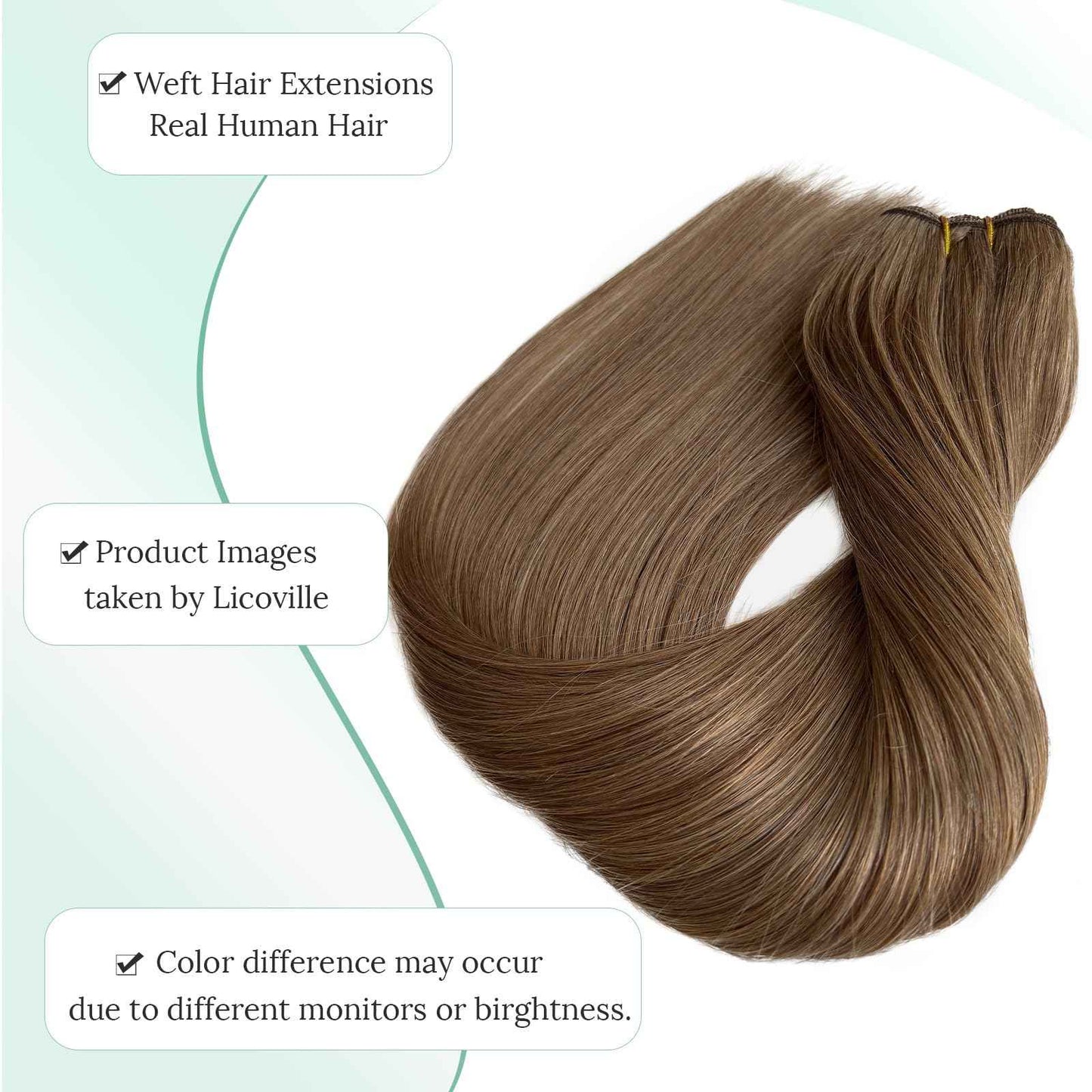 Weft Hair Extensions Human Hair Ash Brown Sew in Extensions Hand Tied Double Weft 12 Inch Thick Ash Brown Hair Weave Bundles Straight Sew in Real Human Hair Weft Extensions for Women