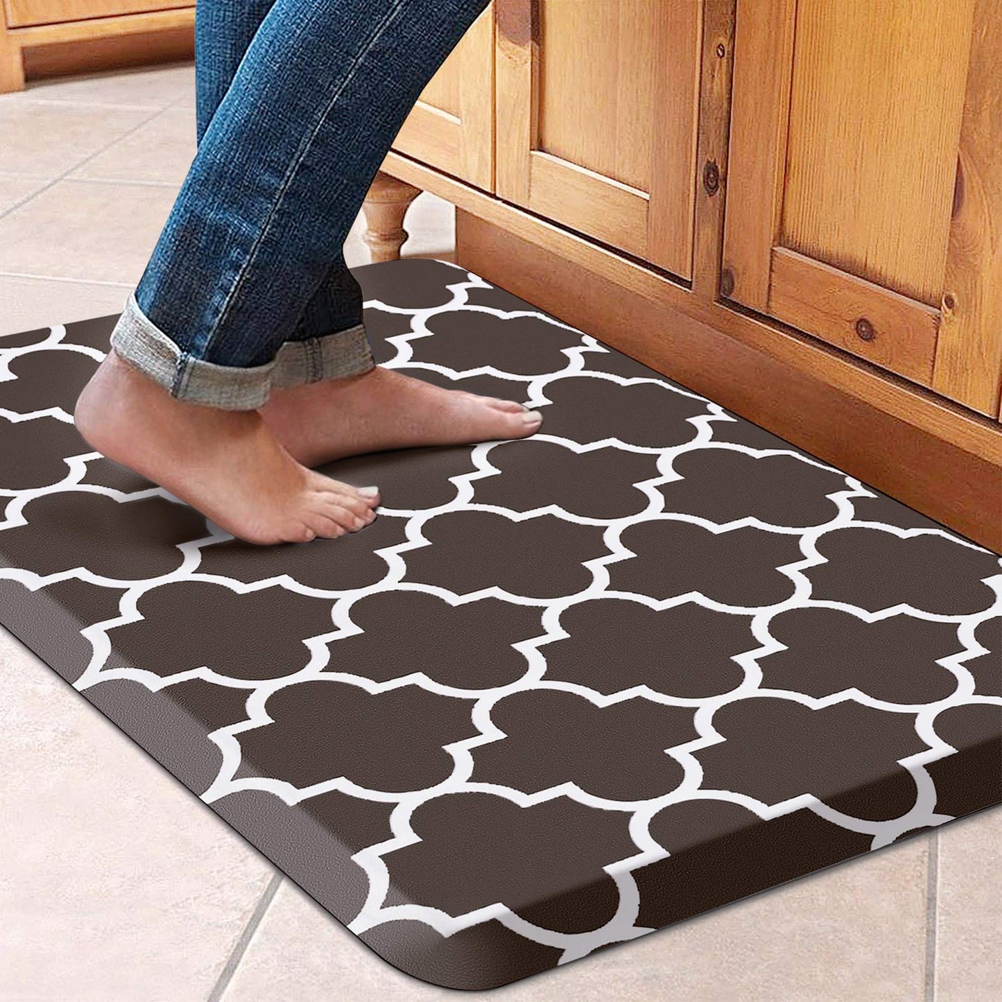 WISELIFE Kitchen Mat Cushioned Anti-Fatigue Rug,17.3"x 28",Non Slip Waterproof Kitchen Rugs Heavy Duty PVC Ergonomic Comfort Mat for Floor Home, Office, Sink, Laundry, Green