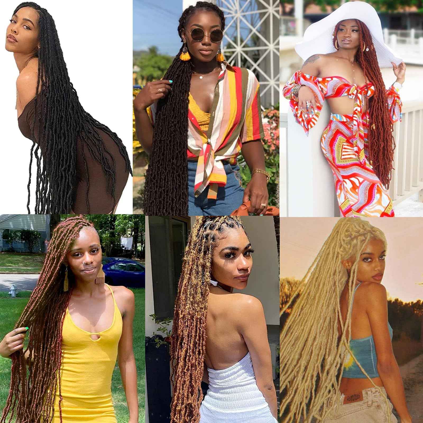 40 Inch New Soft Locs Crochet Hair 6 Packs Natural Color Faux Locs Crochet Braids Hair Pre Looped Synthetic Super Long Pre Extended Crochet Locs Braiding Hair (40 Inch (Pack of 6), Natural Color #1B)