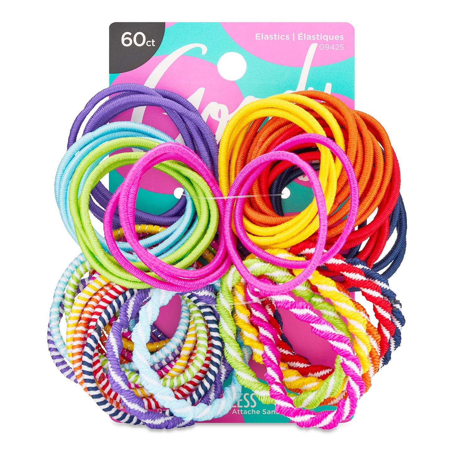 Goody Ouchless 50 Count Neutral Hair Ties and 60 Count Kids Brights or Pastels Hair Ties