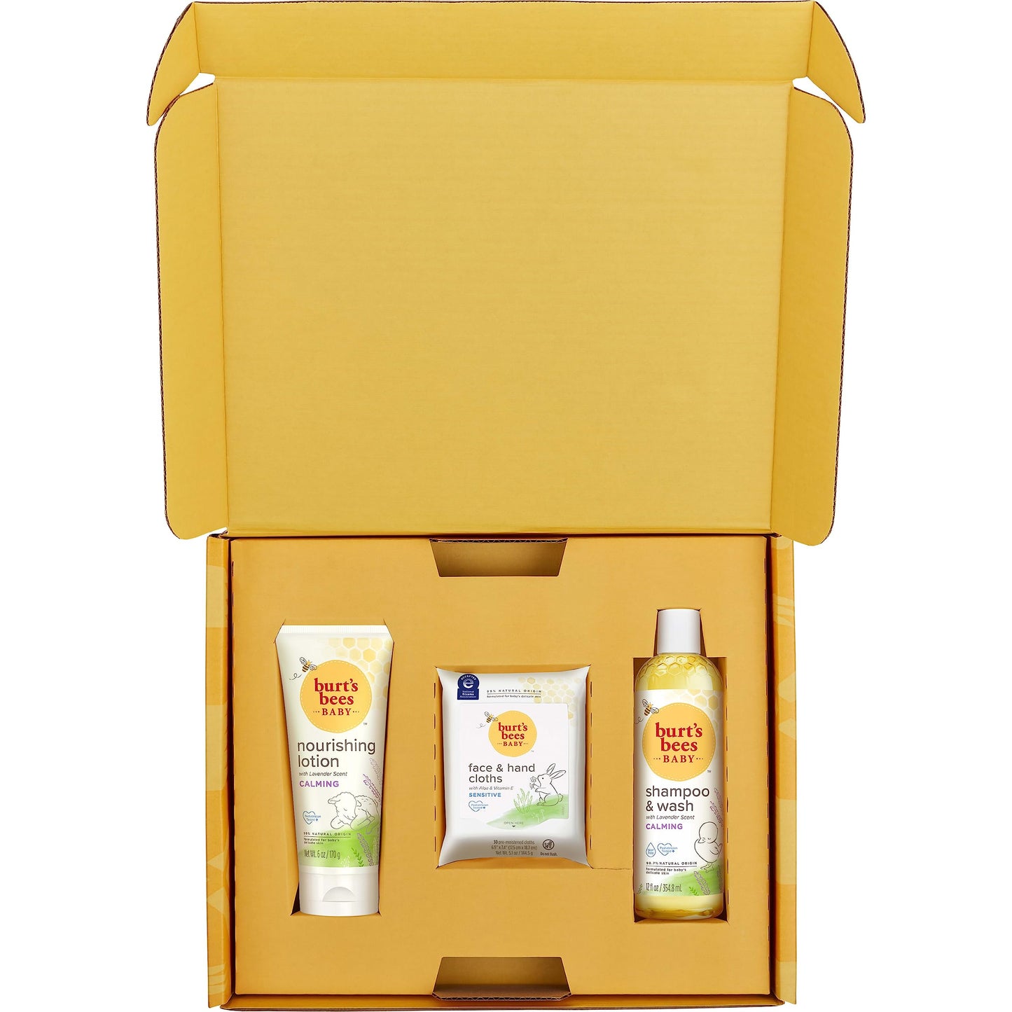 Burt’s Bees Baby Gift Set for Baby Showers, Includes Baby Shampoo and Wash, Baby Body Lotion, Baby Wipes and Cloths, naturally-derived Origin Skincare, 1-Pack