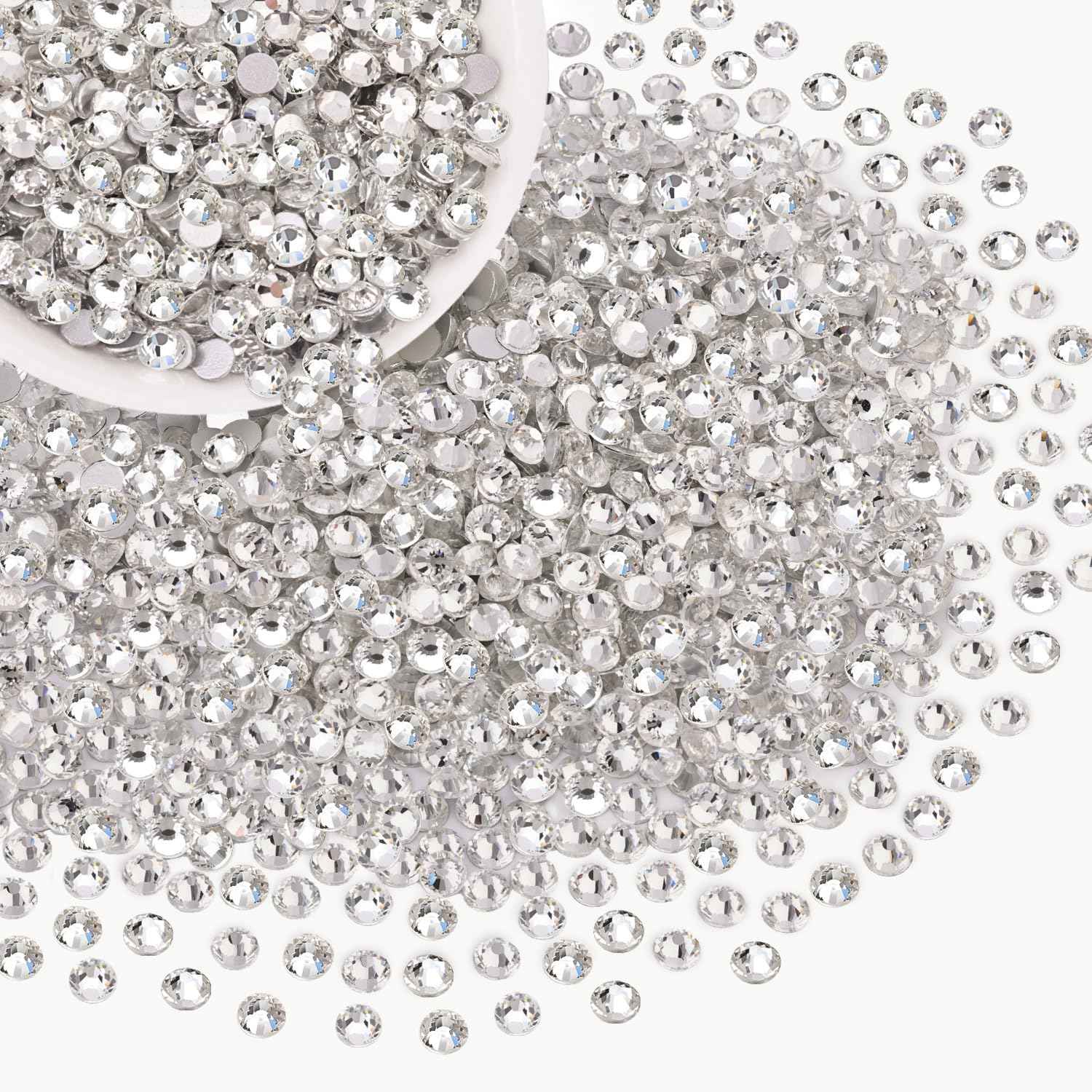 2000PCS SS20/5mm Crystal Rhinestones (Clear), Bedazzling Flatback Glass Rhinestones for Crafting Decor, Gems Diomand Charms for Tumbler Shoes Clothing Mugs Nail Art