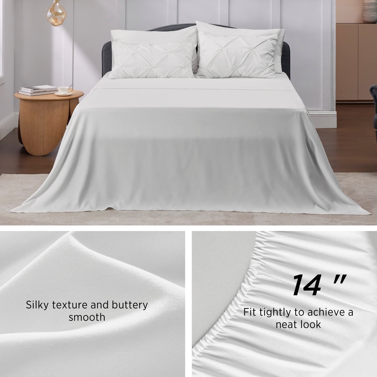 Bedsure Twin Comforter Set with Sheets - 5 Pieces Twin Bedding Sets, Pinch Pleat White Twin Bed in a Bag with Comforter, Sheets, Pillowcase & Sham