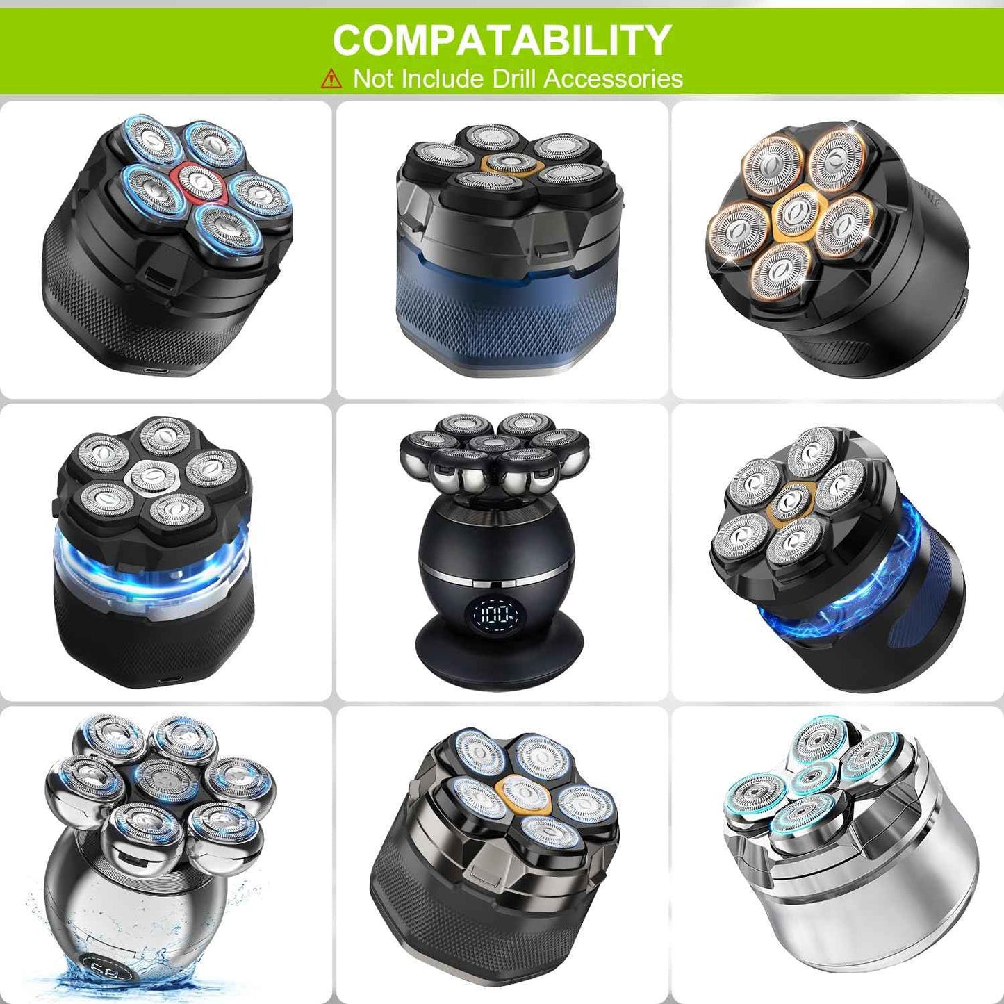 Thowapou Hard Case Compatible with Microtouch/for Tustow/for Redbreak/for SOLIMPIA Electric Shaver, (Case Only) for Titanium Head Shavers for Bald Men, Travel Electric Razor Storage Box (Black Green)