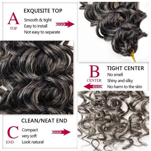 8 Packs Curly Crochet Hair GoGo Curl Crochet hair for Black Women Deep Wave Braiding hair,Synthetic Bohemian Crochet Braid Water Wave Crochet hair Extensions(Tgrey, 18inch)