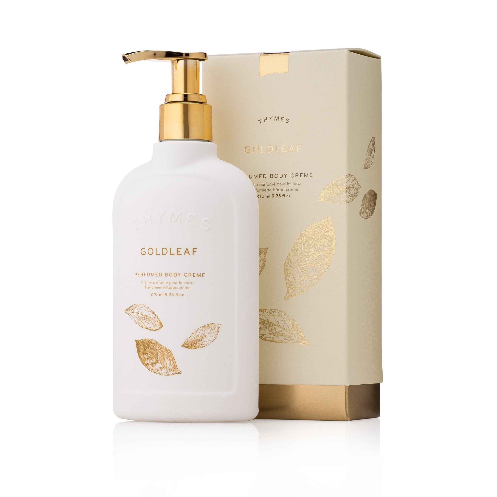 Thymes Goldleaf Perfumed Body Crème - Moisturizing Body Cream - Shea Butter Body Lotion with Vitamin E, jojoba Oil, and Honey for Skin Care Routine - Body and Hand Lotion for Women & Men (9.25 fl oz)