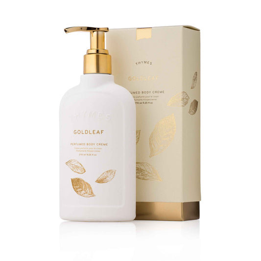 Thymes Goldleaf Perfumed Body Crème - Moisturizing Body Cream - Shea Butter Body Lotion with Vitamin E, jojoba Oil, and Honey for Skin Care Routine - Body and Hand Lotion for Women & Men (9.25 fl oz)