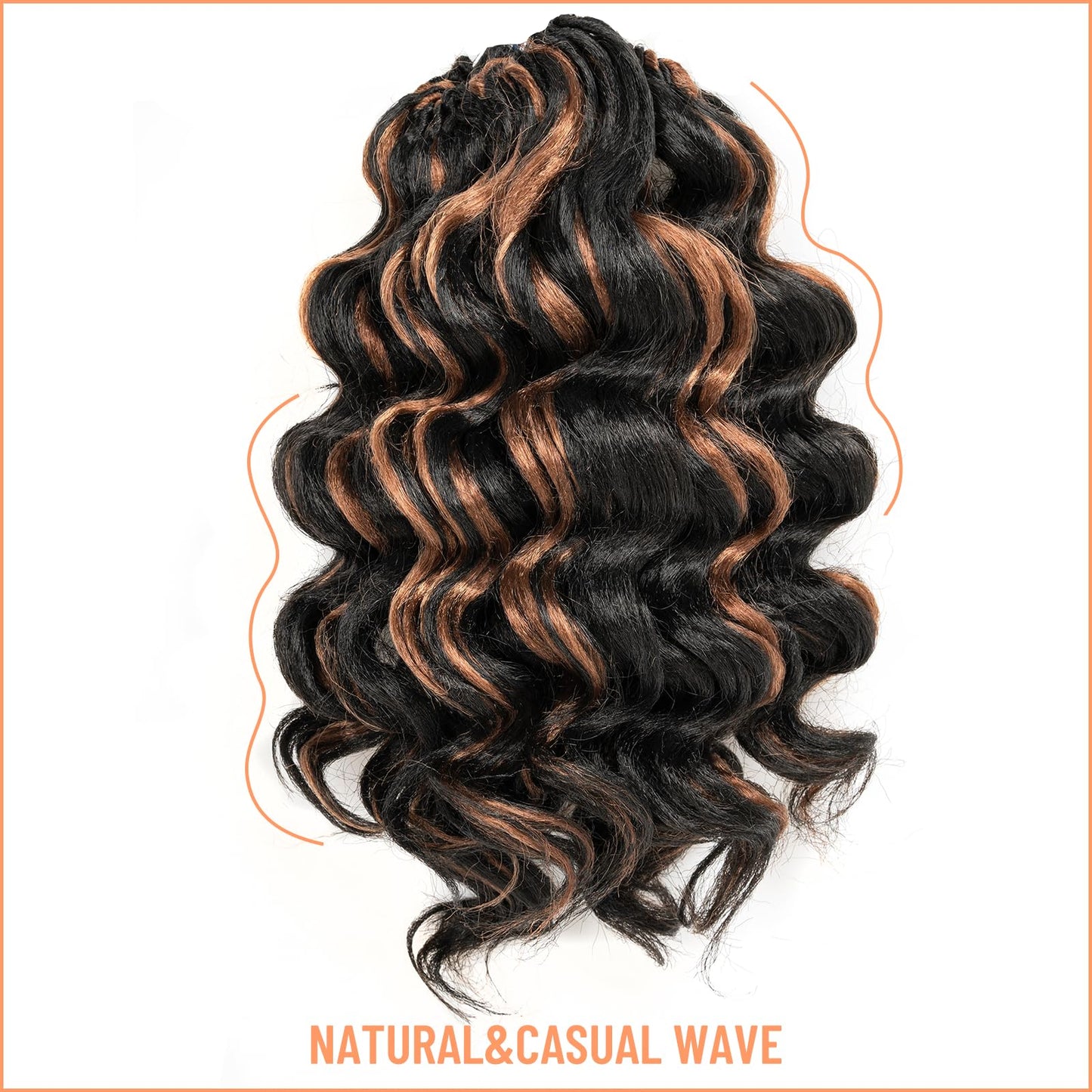 Toyotress Ocean Wave Crochet Hair - 12 Inch 8 Packs Black Mix Brown Crochet Braids Deep Twist Synthetic Braiding Hair Extensions (12 Inch, P30-8P)