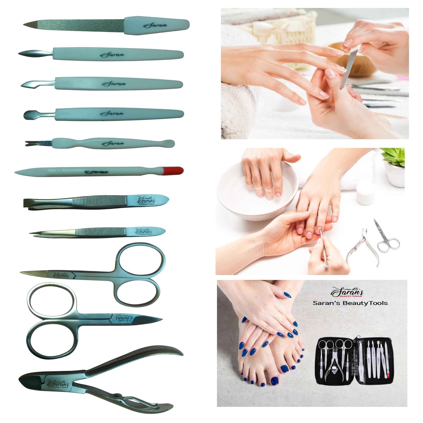 Professional 11-Piece Stainless Steel Manicure and Pedicure Care Tool Kit – Made with German Quality heavy-duty stainless steel and rust-free. Grooming gift set for Women & Men
