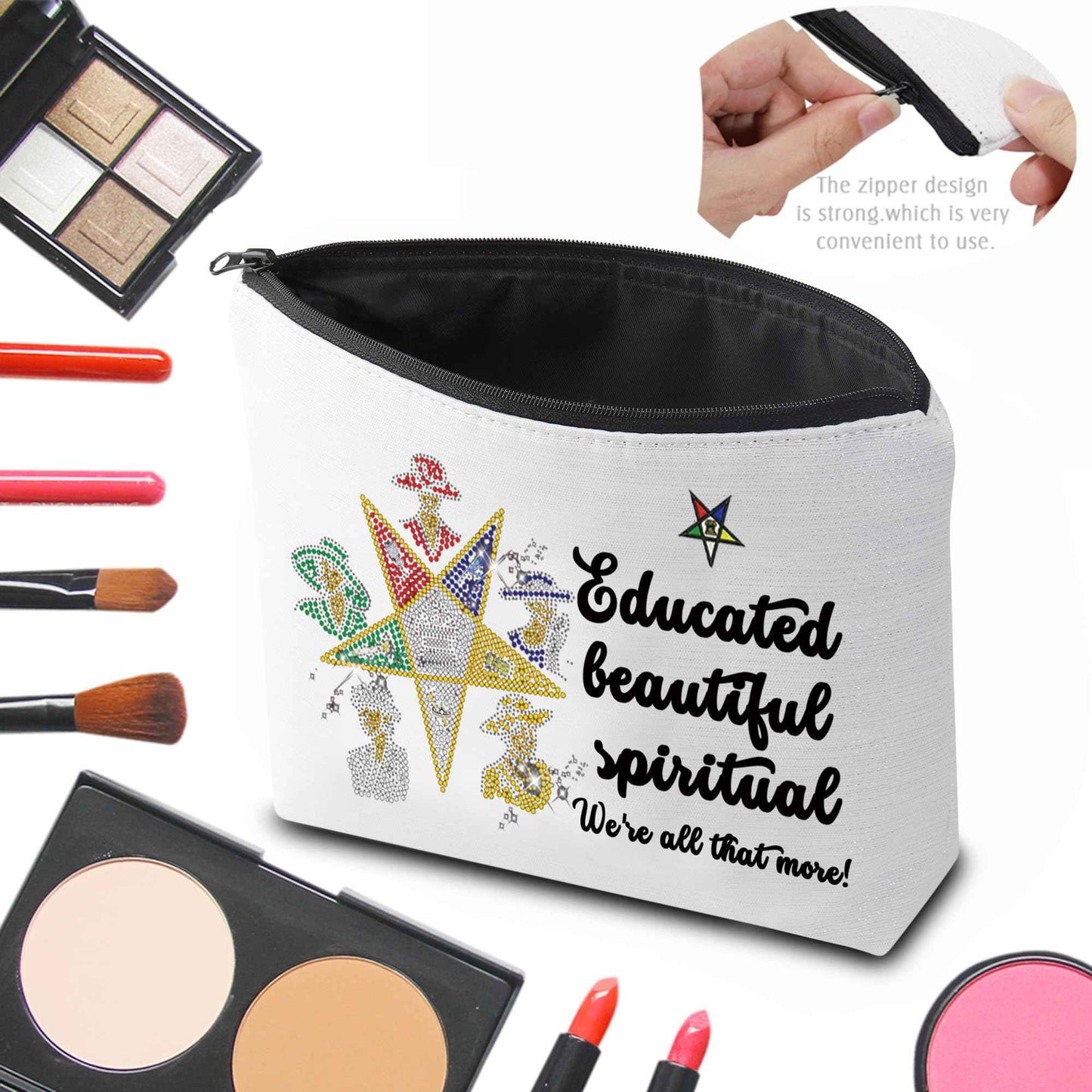 CMNIM Order Of The Eastern Star Gift Eastern Star Cosmetic Bag Educated Beautiful Spiritual Sister Sorority Gift for Diva