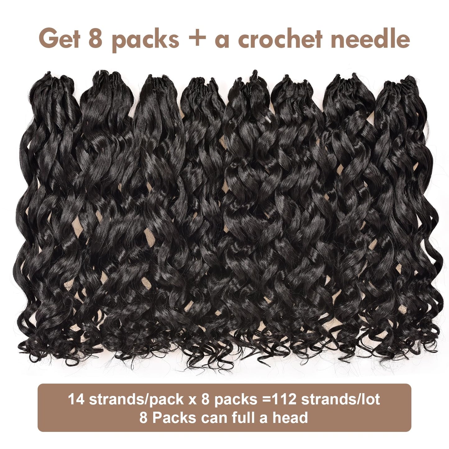 ToyoTress GoGo Curl Crochet Hair - 14 Inch 8 Packs Natural Black Beach Curl Crochet Hair, Short Curly Ocean Wave Water Wave Deep Twist Crochet Braids Synthetic Braiding Hair Extensions (14 Inch, 1B)