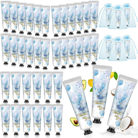 Swiffen 48 Sets Baby Shower Hand Cream Bulk Baby Shower Favors Bridal Shower Hand Cream Thank You Hand Cream for Guests Travel Size Hand Lotion with Organza Bags(Baby Boys)