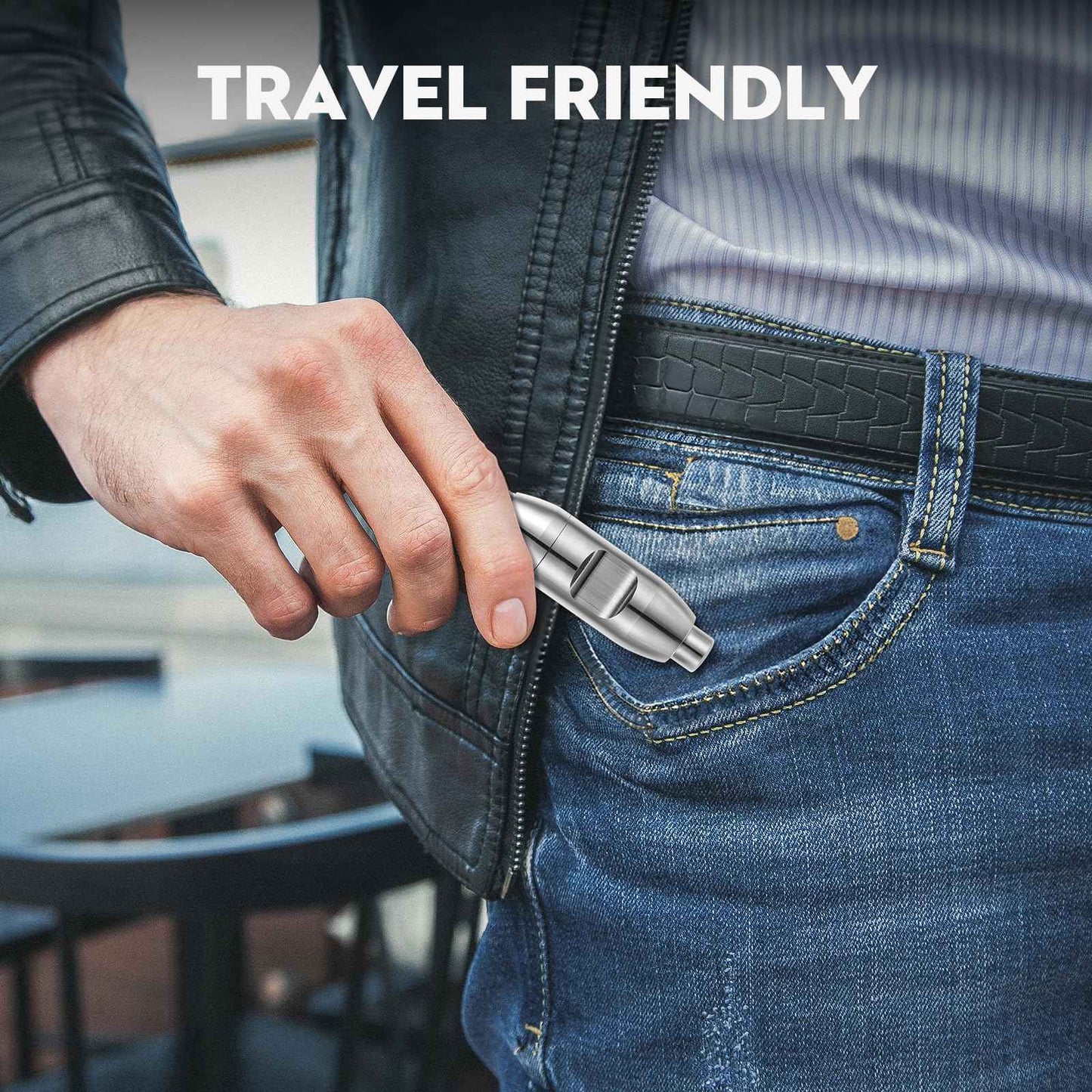 SUERBEATY Manual Nose Hair Trimmer for Men, Battery-Free, 304 Stainless Steel with R-Type Blades, Silent, Waterproof & Travel-Friendly, Painless Grooming for Daily/Office/Travel