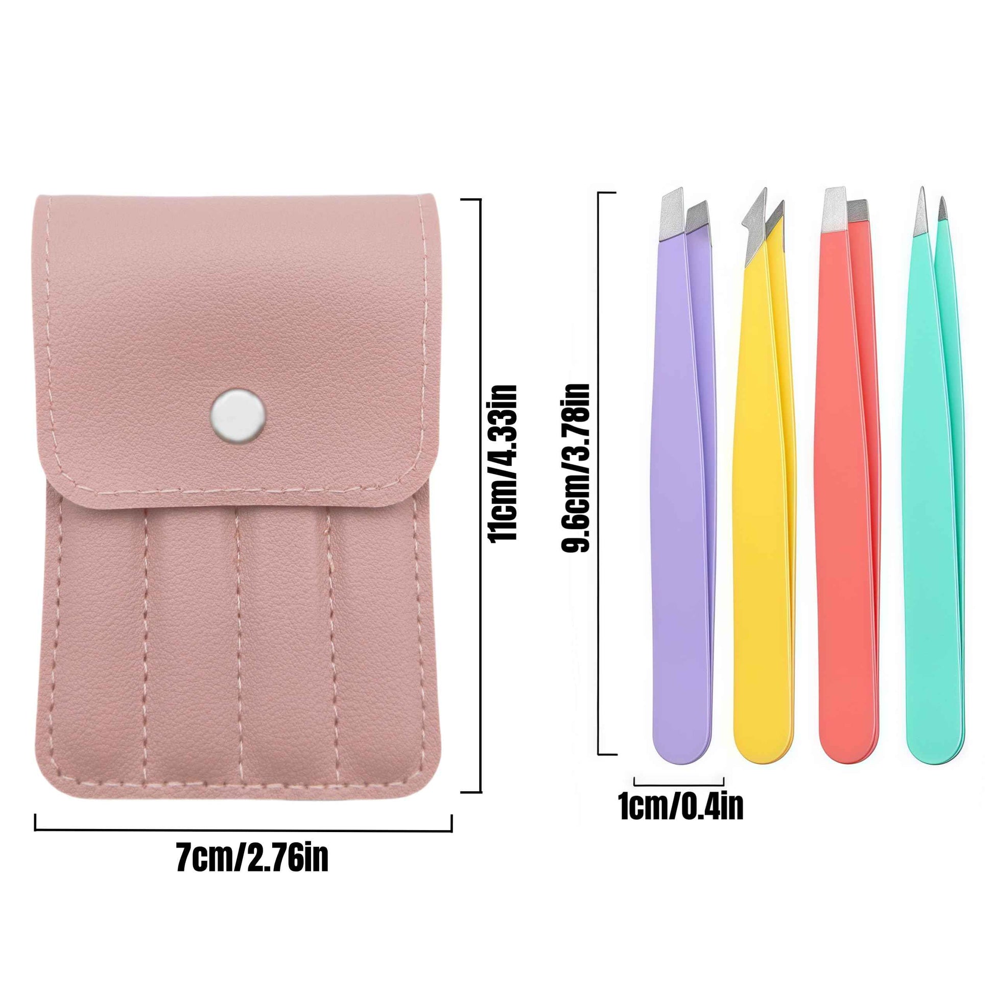 [4+1 Pieces] Tweezers set with pink travel case,Professional Facial Hair Tweezers,Daily Grooming & Plucking Tools for Men & Women,Multi-purpose as Eyebrows Facial Hair Ingrown Hair Removal,Fine Gifts