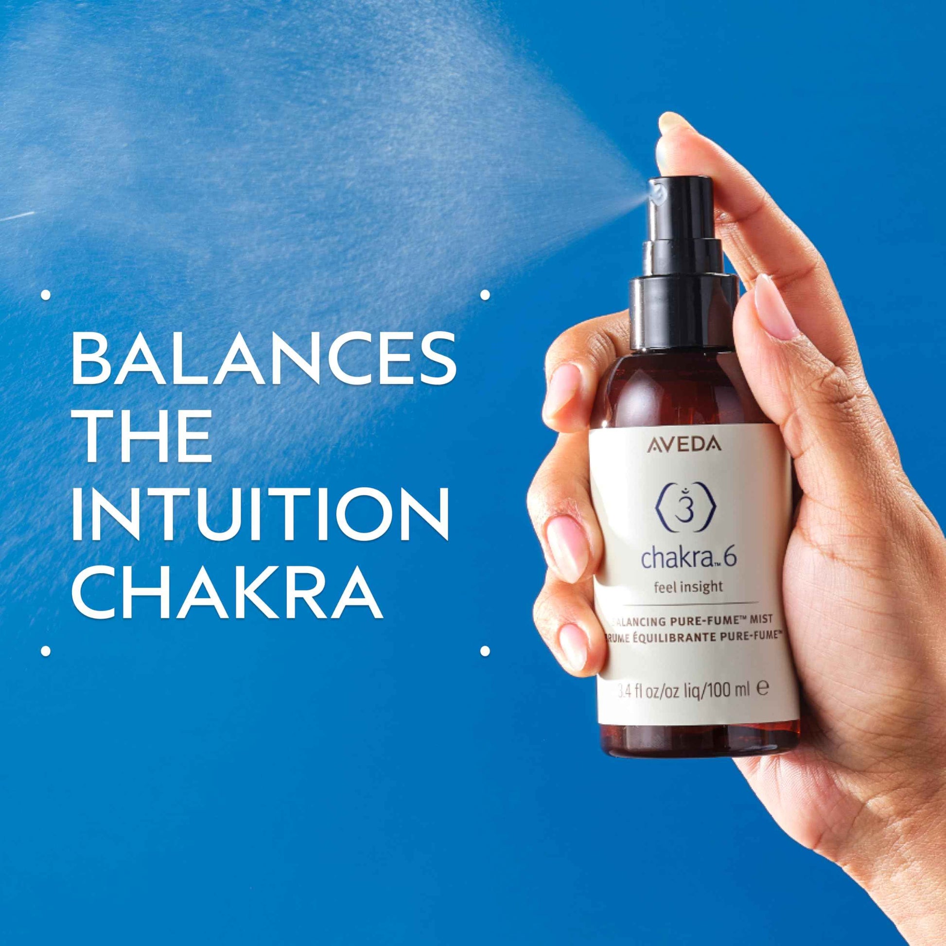 Aveda Chakra 6 Balancing Pure-Fume Mist: Intuition | Body & Room Spray | Balances Intuition Chakra | With Certified Organic Petitgrain, Orange, Geranium, 3.4 Fl Oz