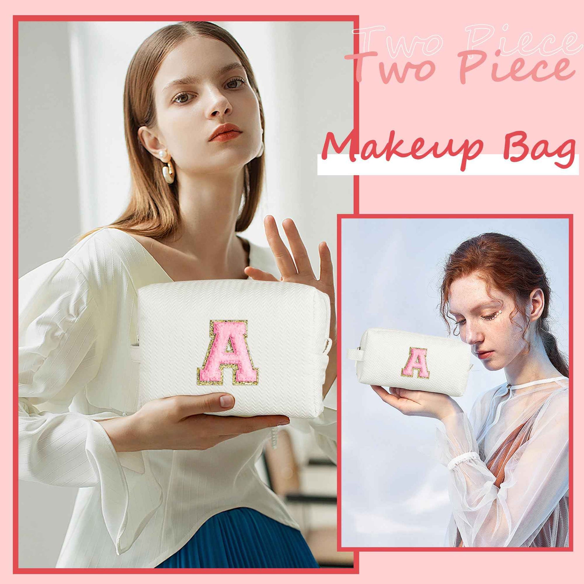 YOOLIFE Initial Makeup Bag | Teen Girl Gifts Trendy Stuff for Girls, Valentines Day Gifts | Tween Girls Gifts | Toiletry Bag Travel Essentials Birthday Gifts for Women Her Mom Teacher Wedding Gifts K