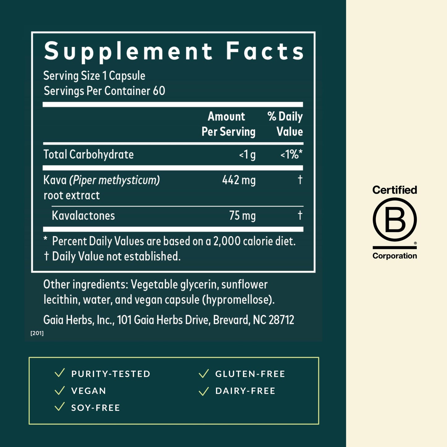 Gaia Herbs Kava Root - Helps Sustain a Sense of Calm & Relaxation During Times of Stress*- Made with Noble Kava Cultivars - 60 Vegan Liquid Phyto-Capsules (20-Day Supply)