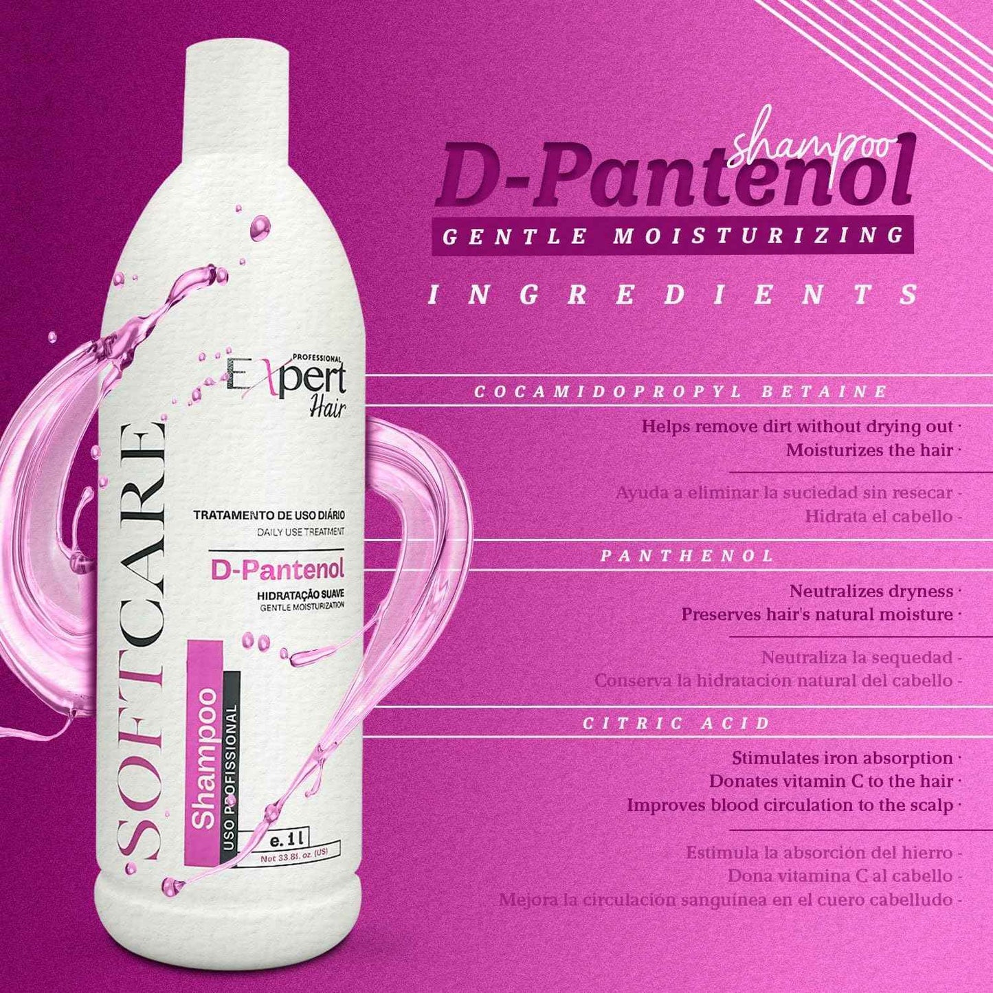 Expert Hair Soft Care Biotin Shampoo and Conditioner - Daily Routine Shampoo For Scalp Health, CLINICALLY TESTED Proven Results Products For Women & Men, Natural Routine, Color Safe 2x 33.81 fl.oz