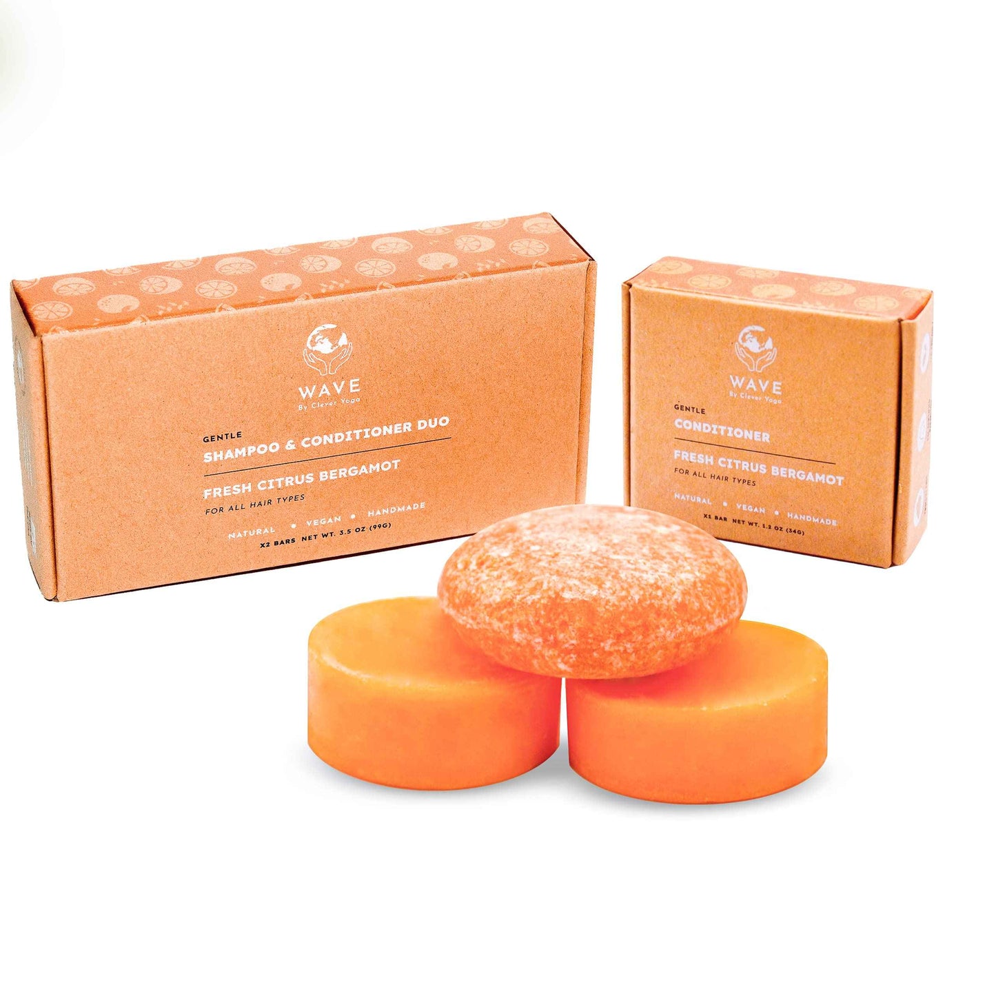 Fresh Citrus Bergamot Shampoo And Conditioner Bar Set with One Extra Conditioner Bar - 100% Vegan Bar Shampoo And Conditioner For Hair Of All Types - Natural Shampoo And Conditioner In Bars. Handmade