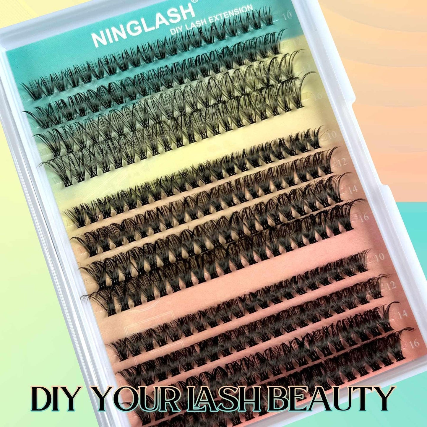 Lashes Clusters Ninglash D Curl NY14 DIY Eyelash Extension Soft Natural Lightweight 10/12/14/16mm Mix 96 Pcs Individual Lash Extensions Resuale Eyelash Cluster Lashes for Home use