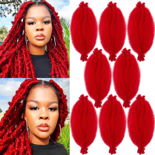 Cuban Spring Twist Hair 16 Inch Twisted Up Springy Afro Kinky Twist Braiding Hair Bob Marley Twist Braiding Hair for Braids Red Marley Hair for Faux Locs Marley Twisting Hair for Black Women