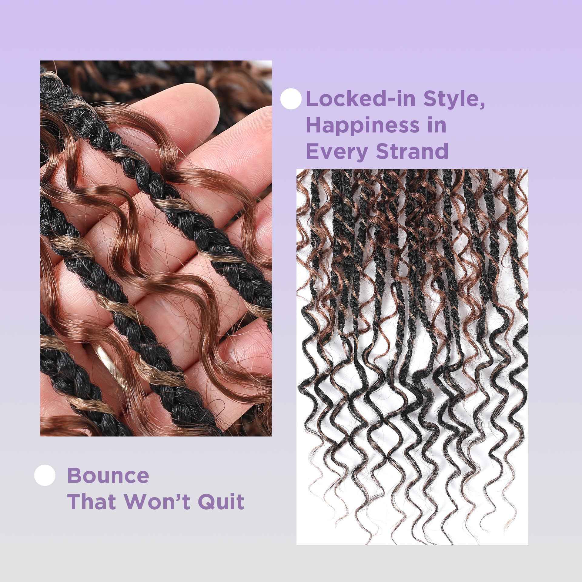 SALANNO Tornado Colorful Spirals Goddess Pre-looped Box Braid Extensions Crochet Hair for Black Women - Synthetic Boho Crochet Braids with Curly Ends(18inch, 9packs, 1B/27/30)