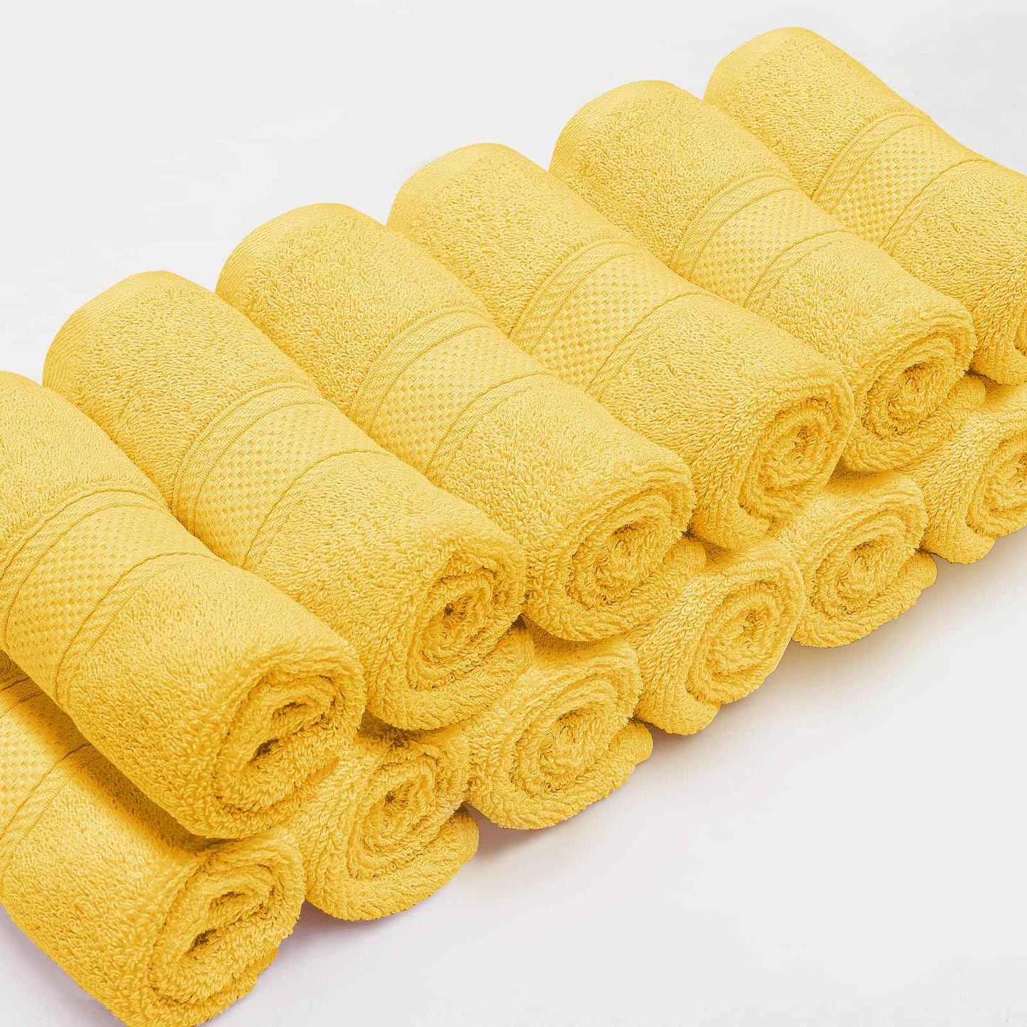 MoNiBloom 12-Piece 100% Cotton Face Wash Cloth Set for Bathroom Home Hotel Spa Gym Yoga Shower Highly Absorbent Ultra Soft Quick-Dry (Lemon Yellow)