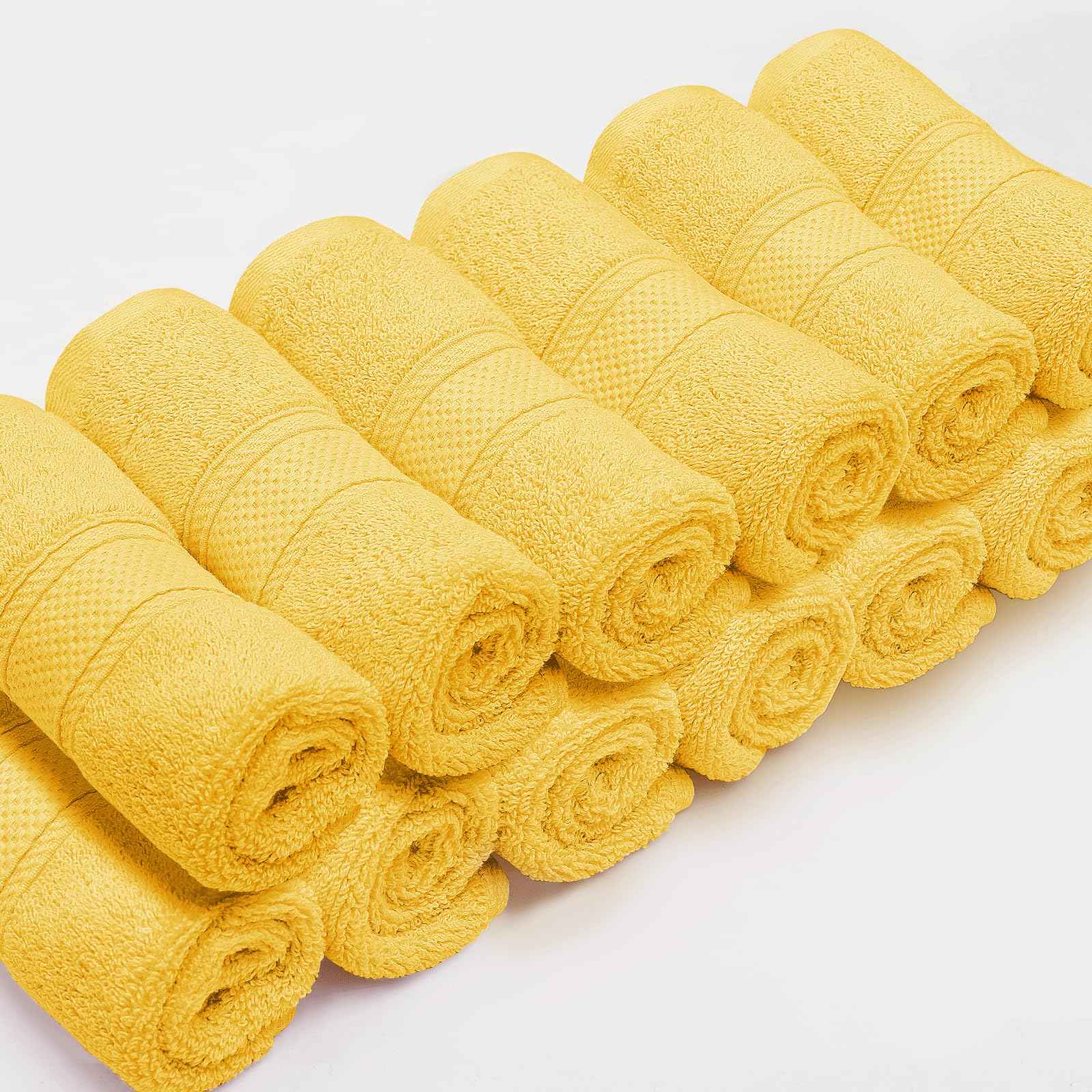 MoNiBloom 12-Piece 100% Cotton Face Wash Cloth Set for Bathroom Home Hotel Spa Gym Yoga Shower Highly Absorbent Ultra Soft Quick-Dry (Lemon Yellow)
