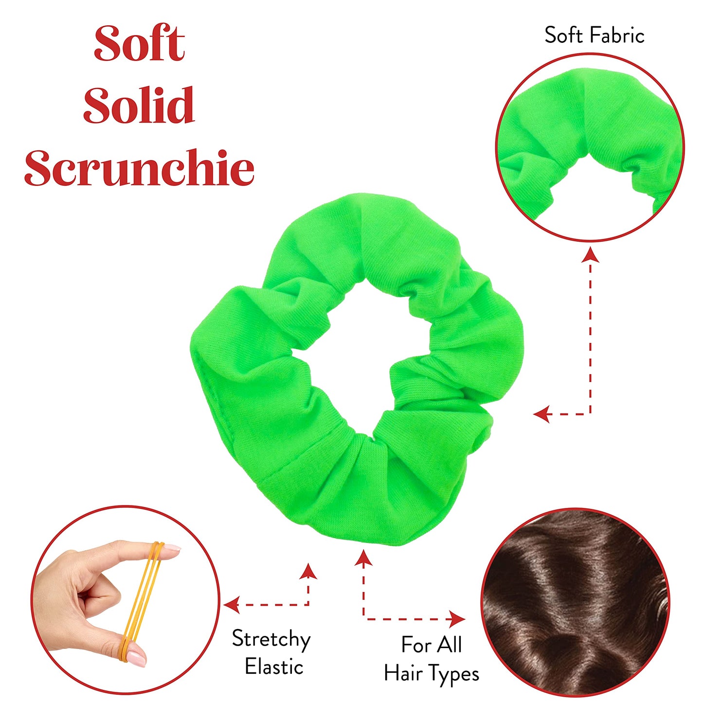 Set of 2 Solid Scrunchies (Neon Green)