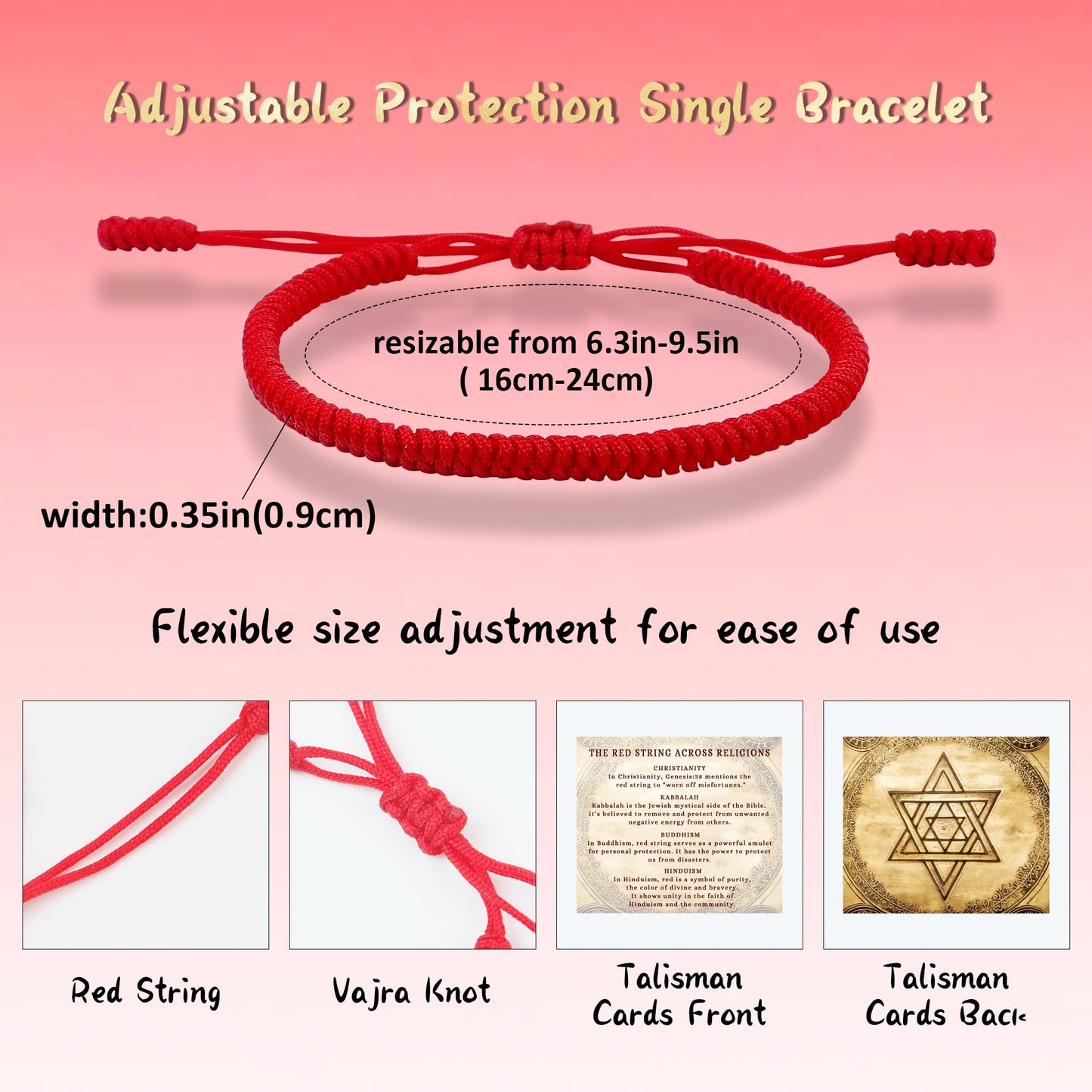 DAYANEY Red Bracelet for Women, Red String Bracelet Protection Halloween Gifts for Children Adjustable Kabbalah Red Bracelet for Men Tibetan Bracelet with Talisman Christian Gifts for Girls