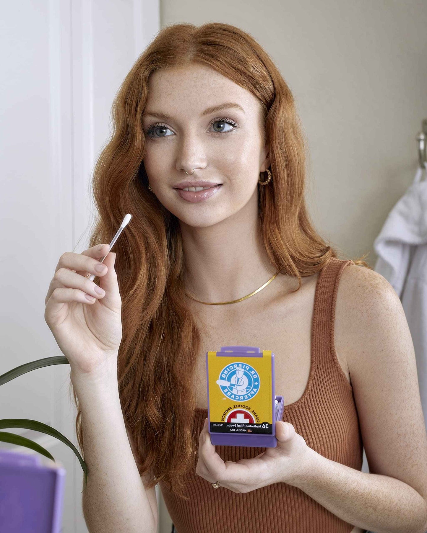 Dr. Piercing Aftercare Swabs – Piercing Bump Saline Solution for Cleansing Earring, Nose, Belly, and Ear Piercings – Gentle Saline Wash for a Refreshing Experience – 36 Easy-to-Use Swabs (1-Pack)