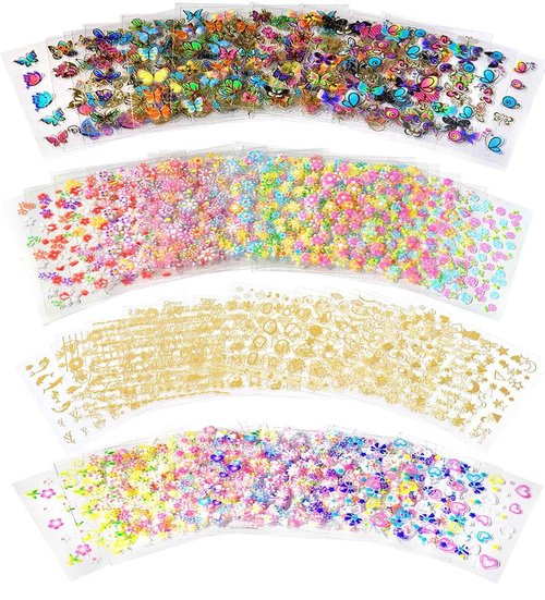 60 Sheets Nail Stickers for Nail Art, Self Adhesive Nail Decals with Flower, Gold and Butterfly Nail Art Stickers, Nail Design Accessories for Kids and Women