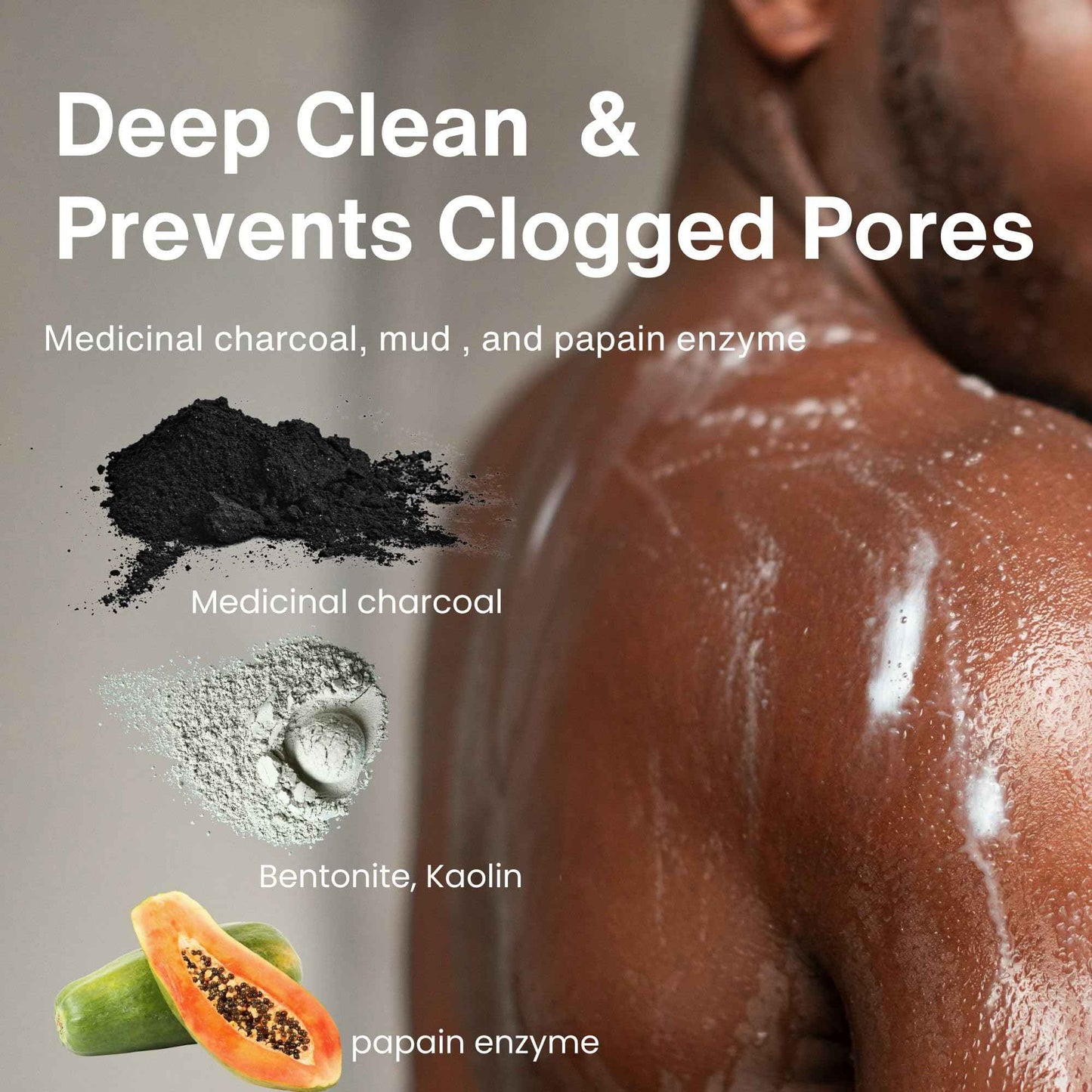 Pelican Soap Black Charcoal Soap for Pore Cleansing & Dark Spot Removal, Natural Body Soap with Charcoal, Kaolin Clay & Papaya Extract from Japan, 4-Pack, 4.76 oz Each