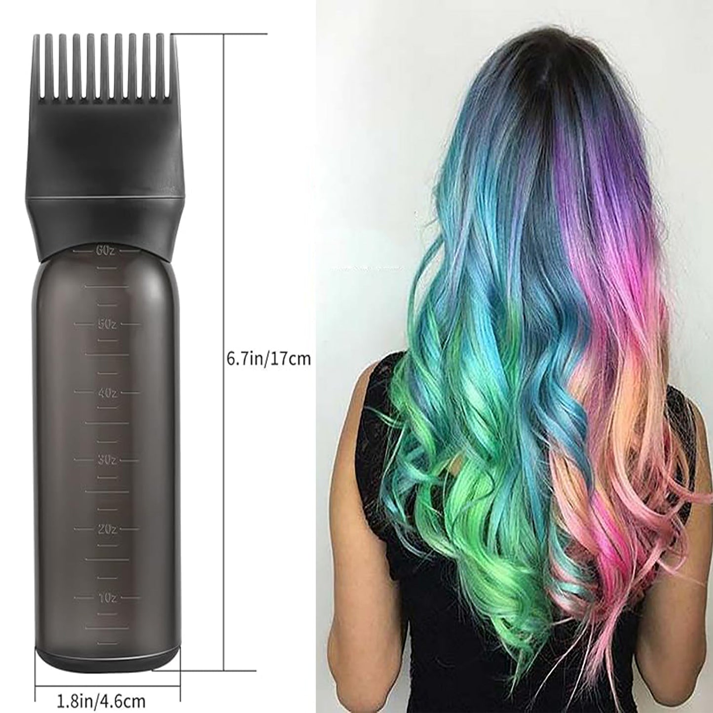 Continuous Spray Bottle and Root Comb Applicator Bottle, Fine Continuous Water Mister for Hairstyling, Applicator Bottle for Hair Dye Applicator Bottle with Graduated Scale