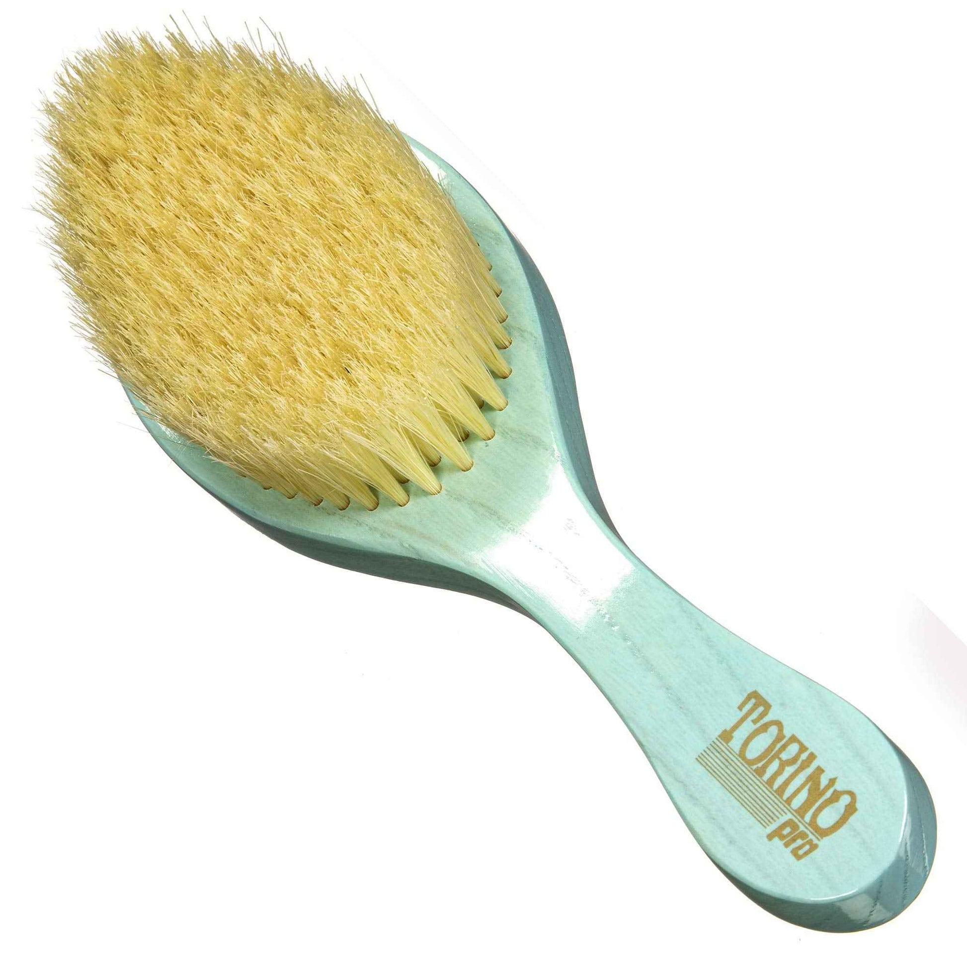 TORINO PRO WAVE BRUSHES BY BRUSH KING Soft Curved Hair Brush #1950 - Extra Long Boar Bristles - 360 Waves, Wavy Hair, Men