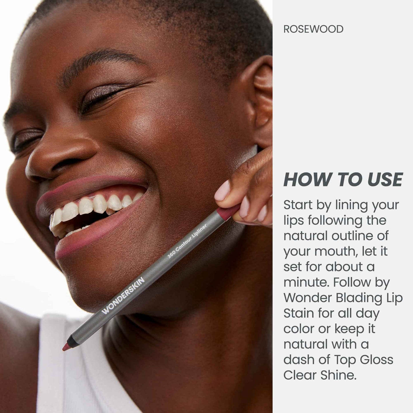 Wonderblading Lip Stain Peel Off Masque (Romance) with 360 Contour Lipliner (Rosewood)