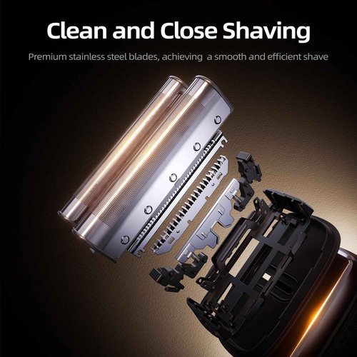 Electric Foil Shavers for Men, 3 Floating Blades for Close & Clean Shaving, Mini Electric Razor with Precision-Compact Body, Waterproof, 90 Min Runtime, Travel Lock (SilverBlack)