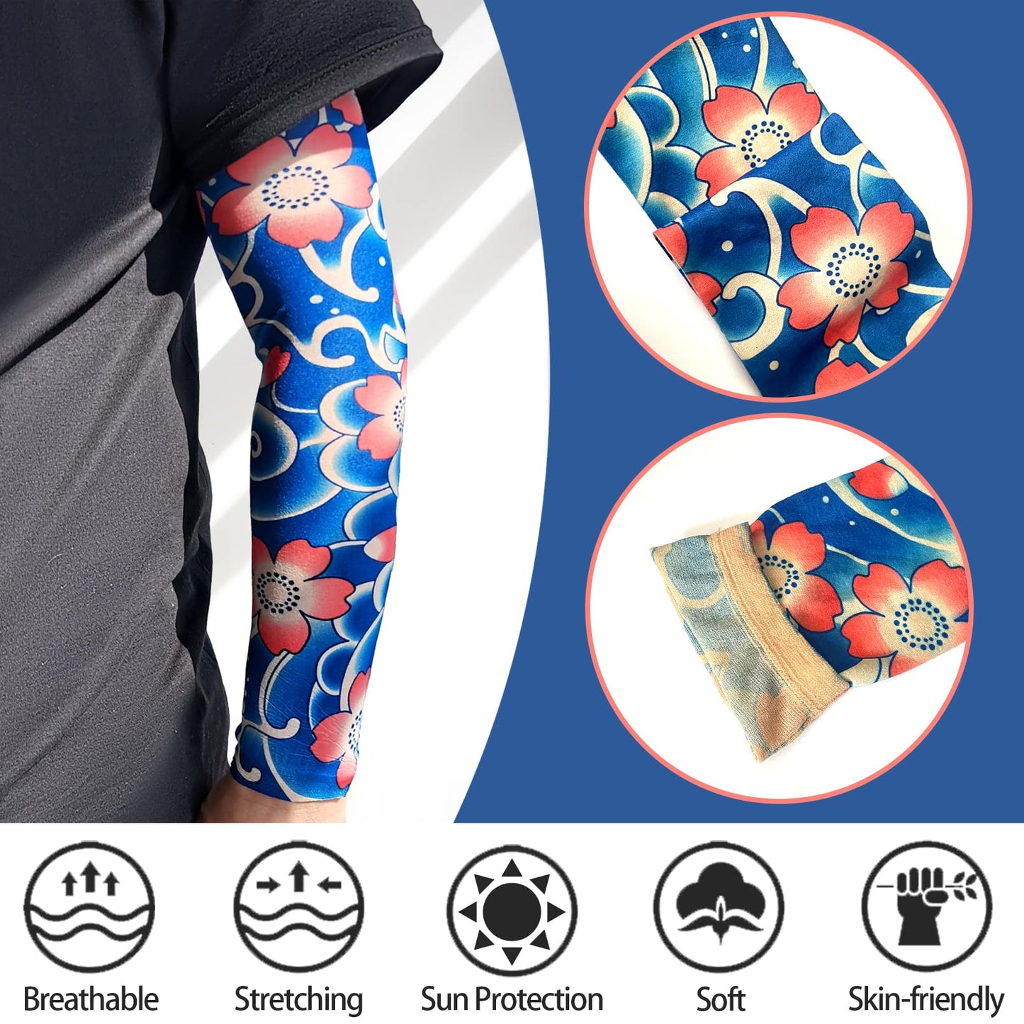 Aresvns Extended Version Tattoo Sleeves for Bicker,Slip On Tattoo Sleeves 10PCS Arm Sleeves Kit Halloween Tattoo Sleeves Cover for Stretchable Cosplay Christmas Gift