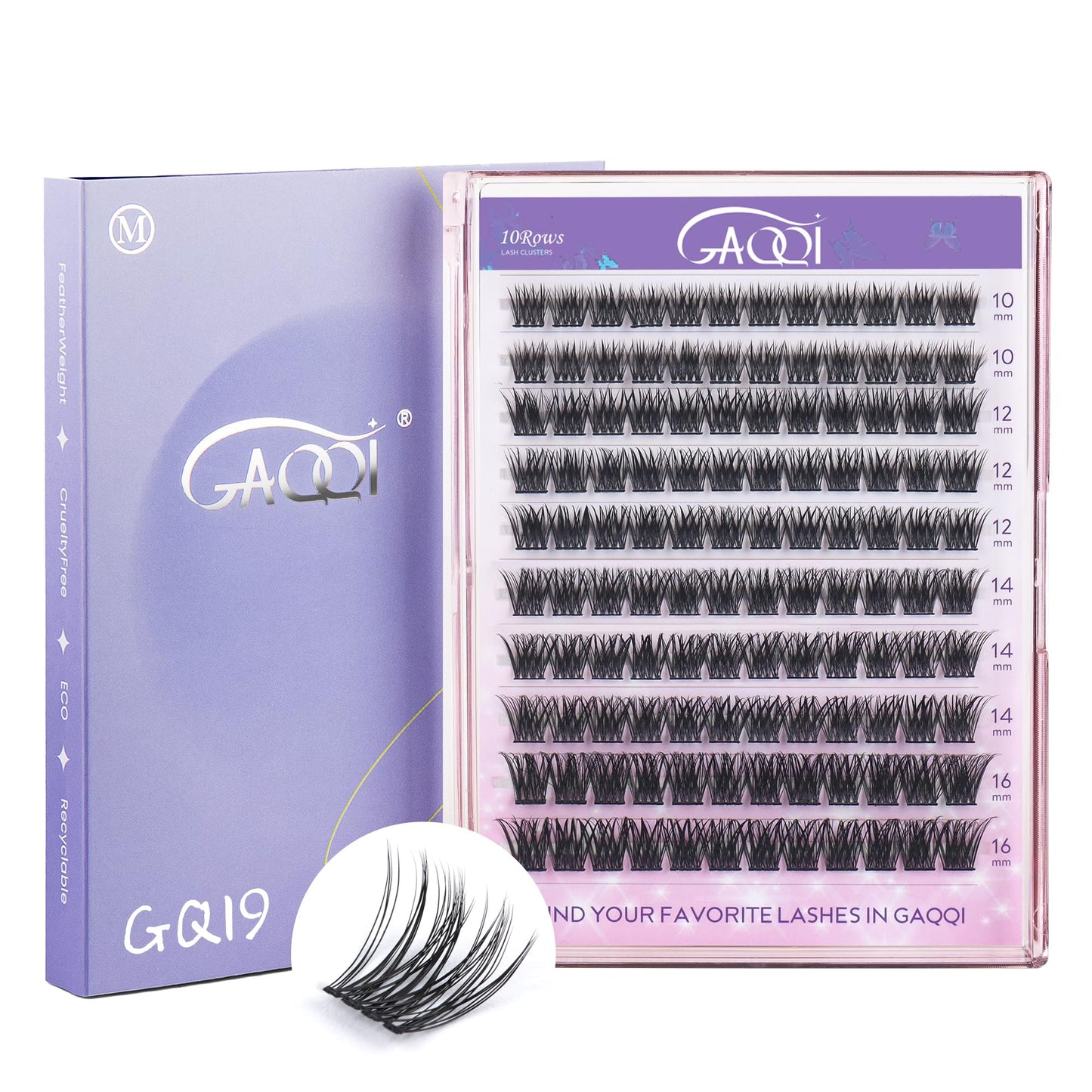 GAQQI Lash Clusters, Eyelash Clusters 120PCS D Curl Individual Lashes, Wispy Cluster Eyelash Extension 10-16mm Mixed Length, Natural Looking Cluster Lashes （GQ19, D Curl, 10-16mm)